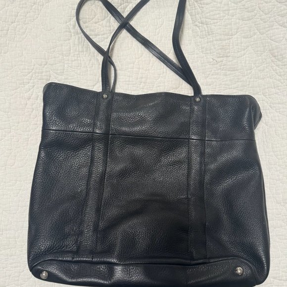 FURLA 100% Black Leather Tote Bag Pebbled Black - Picture 5 of 8